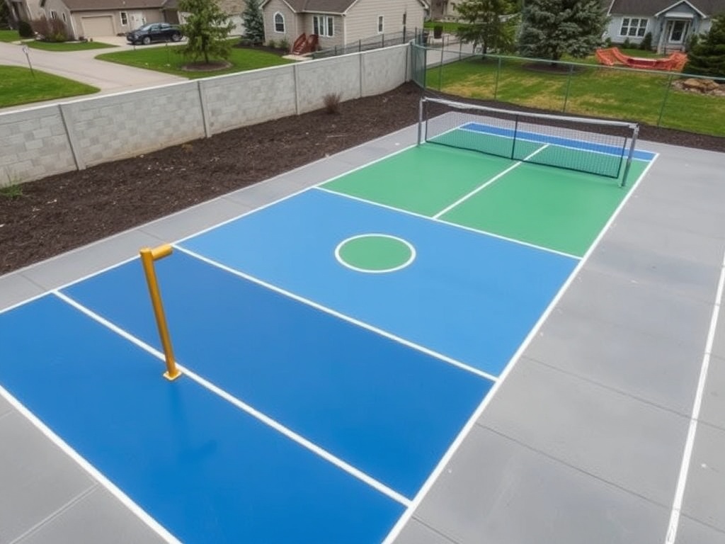 Outdoor pickleball court installed in Buffalo NY backyard