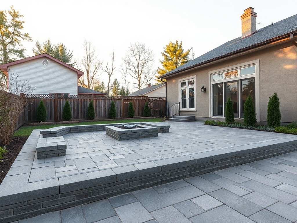 Unilock paver patio in a Buffalo NY backyard