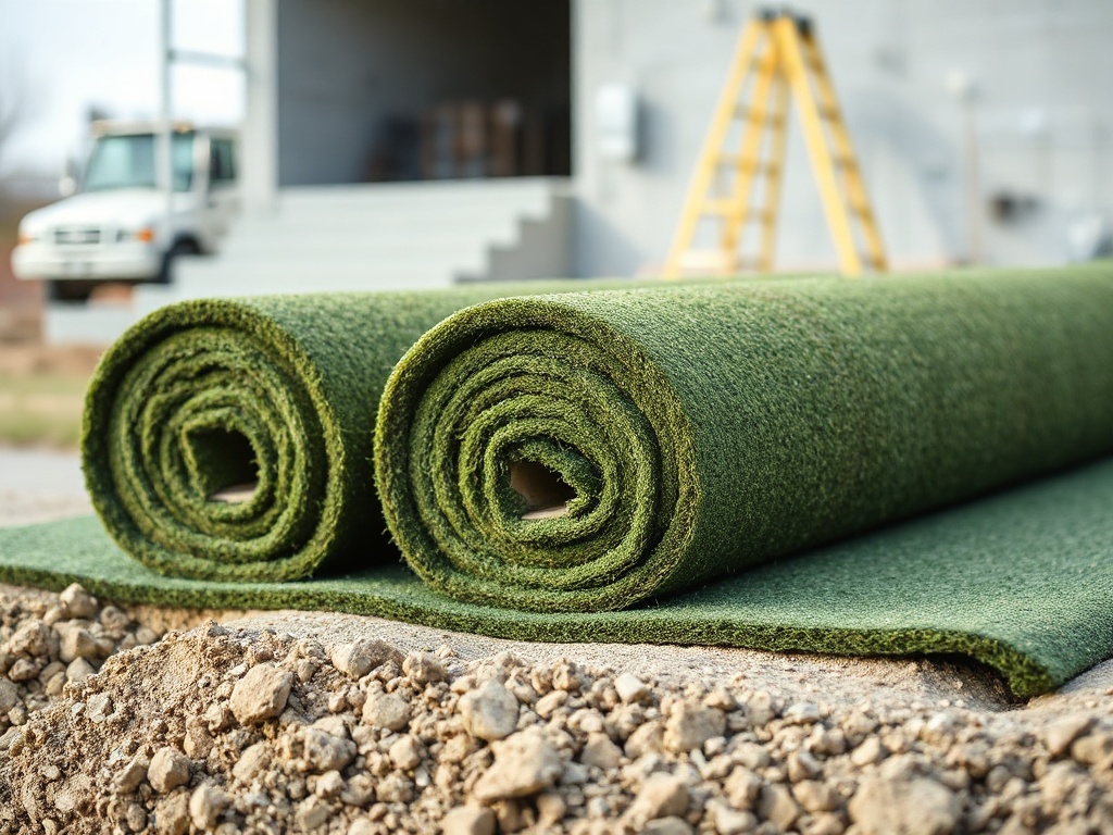 Sod rolls laid over prepared topsoil in Western New York